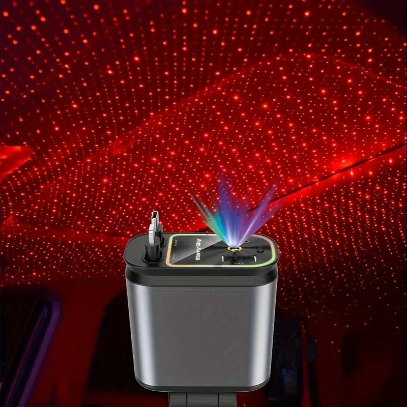 66W 4-in-1 Retractable Car Charger With Star Projector
