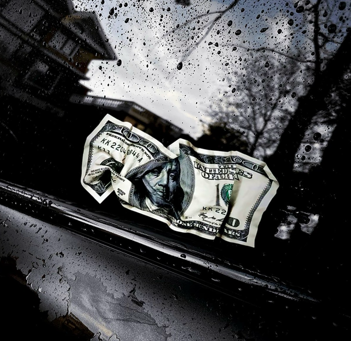 Realistic Wrinkled 100 Dollar Bill Sticker for Car Window Decoration
