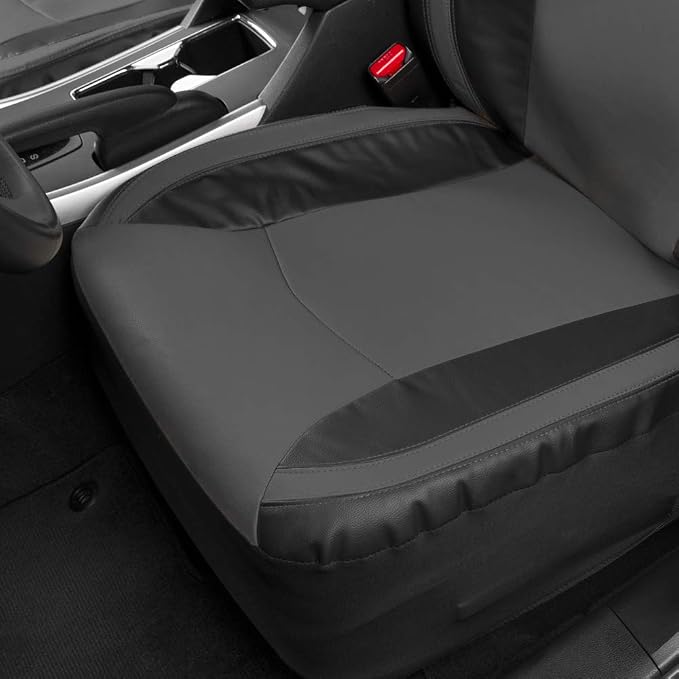 Faux Leather Car Seat Covers — Front Seat — Gray