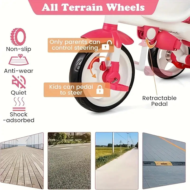 5-in-1 Convertible Tricycle Stroller with Canopy