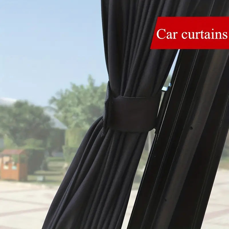 2pcs Universal Car Sun Shade Side Window Curtain Auto Foldable Uv Protection