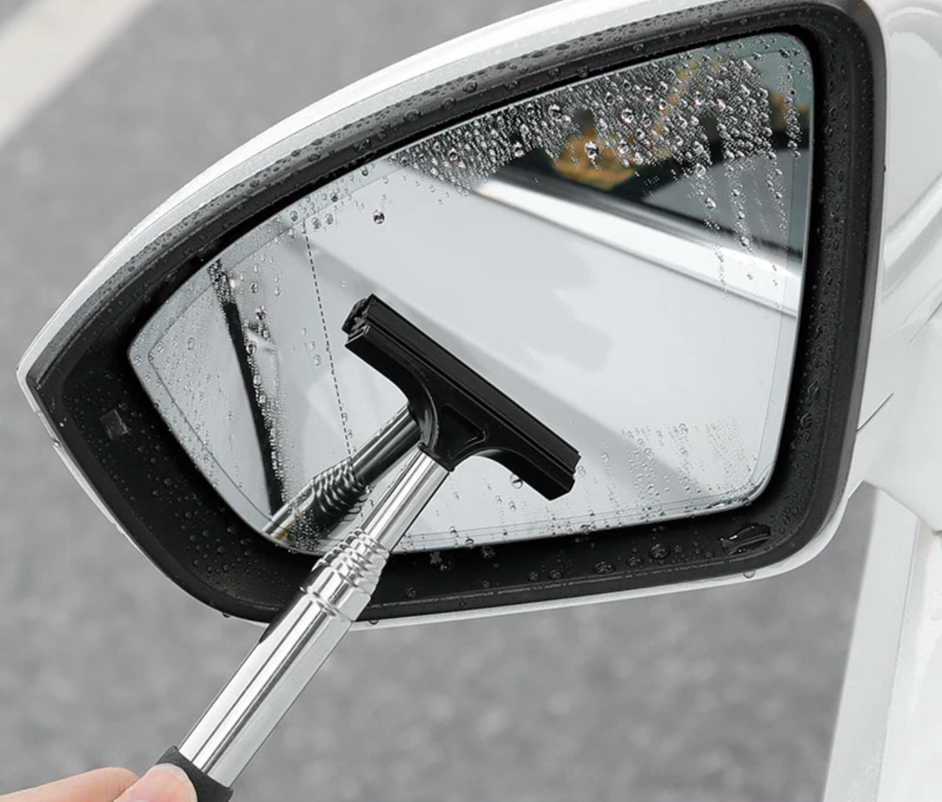 38" Telescopic Car Mirror Wiper | Retractable Side Window Squeegee 2Pcs
