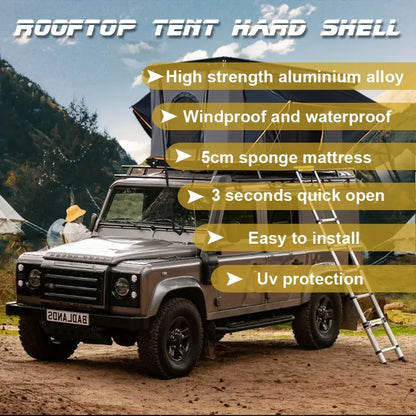 Hard Shell Rooftop Tent For Van, SUV, Truck, Car, Waterproof And Windproof, 2-3 Person Camping Tent With Metal Frame And Canvas Fabric 568e616f-a6b6-4e2b-ac63-f7c7457f84c9