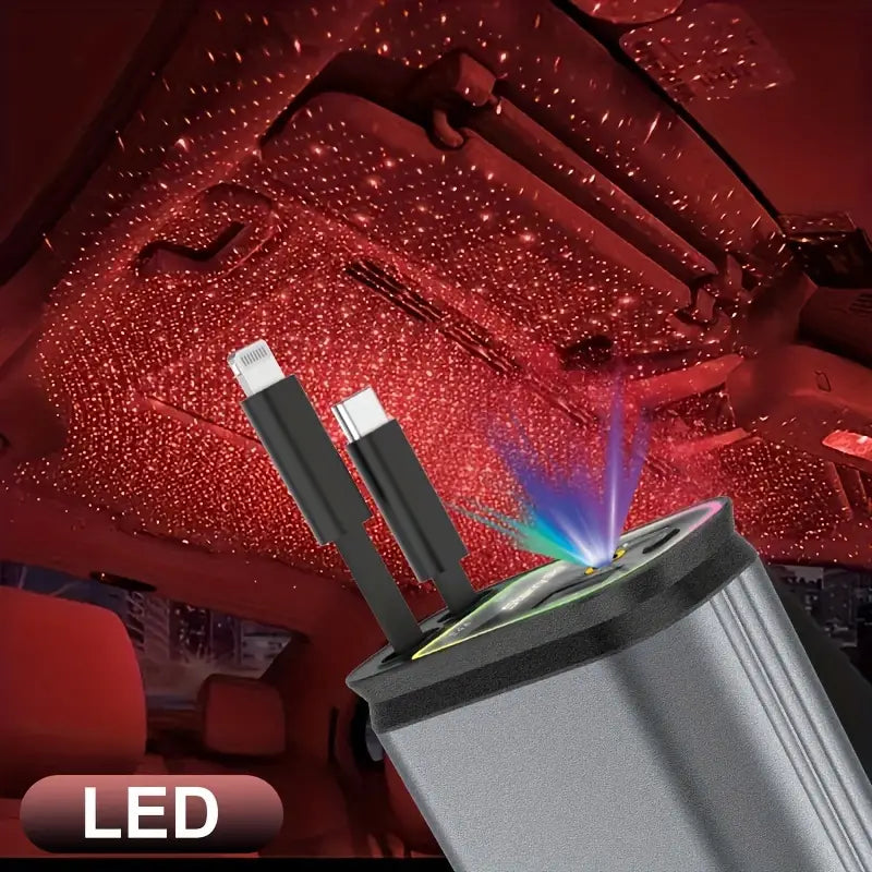 66W 4-in-1 Retractable Car Charger With Star Projector