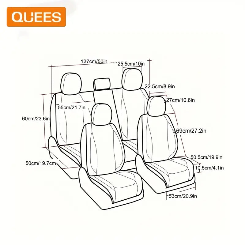 Universal Ice Silk Leather Car Seat Covers Cushion Full Set