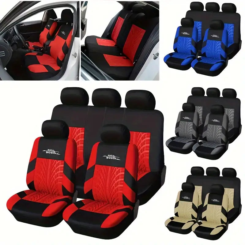 Premium Polyester Fiber Full Set Seat Cover Kit - All-Season Vehicle Seat Protectors
