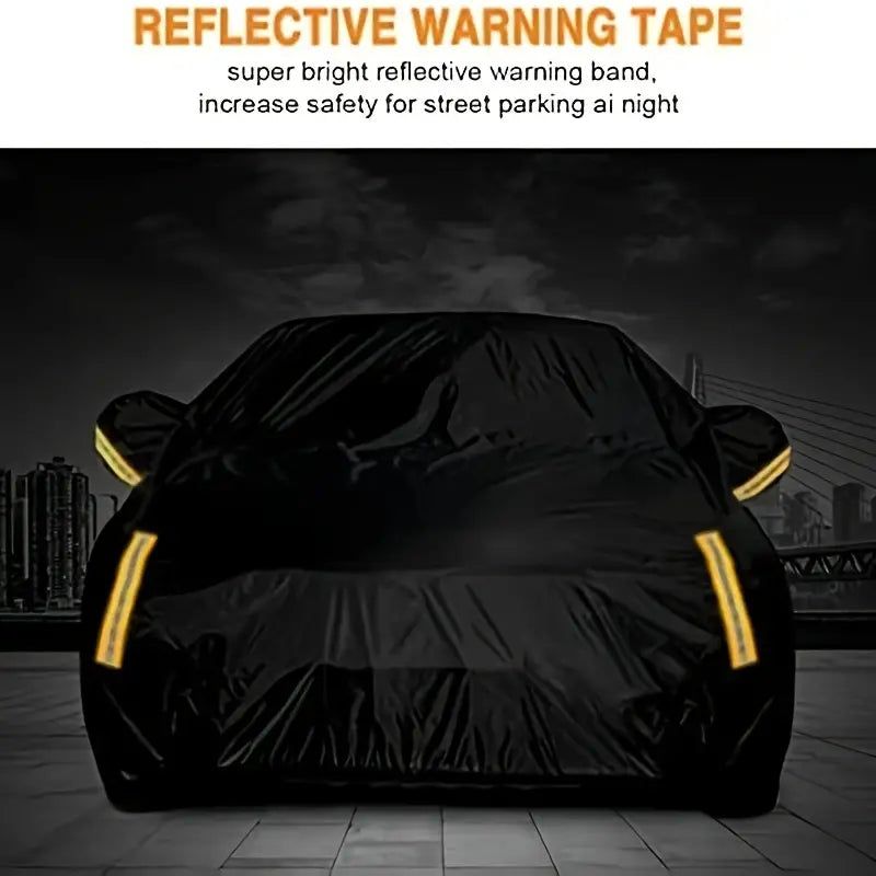 Oxford Cloth Full Car Cover - Waterproof 190T Outdoor Protection with Reflective Warning Tape