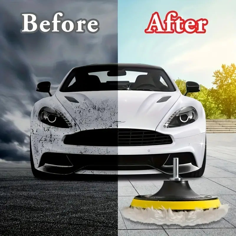 5pcs Premium Wool Polishing Sponges - Ultimate Shine for Floors, Cars & Boats - Durable Glass Cleaning Set