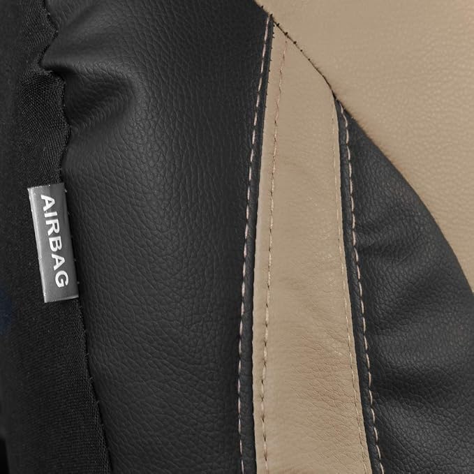 Faux Leather Car Seat Covers — Front Seat — Beige