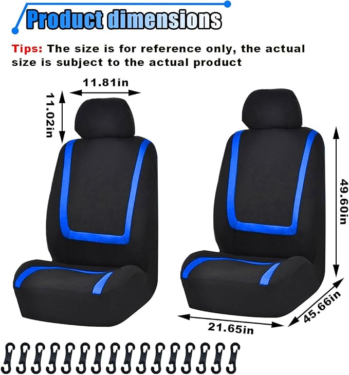Universal Seat Covers — Front Seat — Black / Blue