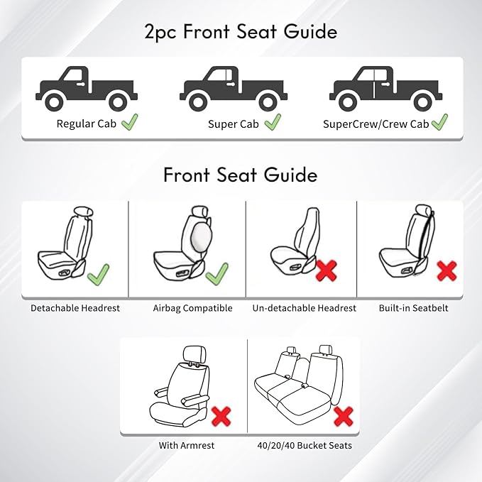 Seat Covers for Multiple Vehicles — Front Seat — Black / White