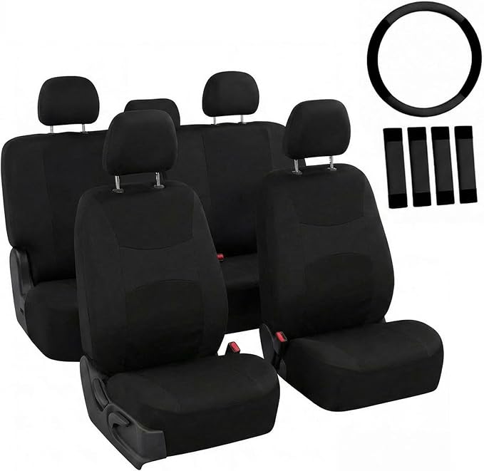Universal Fabric Seat Covers — Full Set — Black