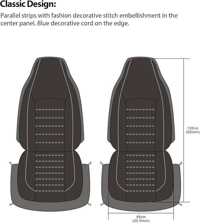 Universal Faux Leather Seat Covers — Front Seat — Gray