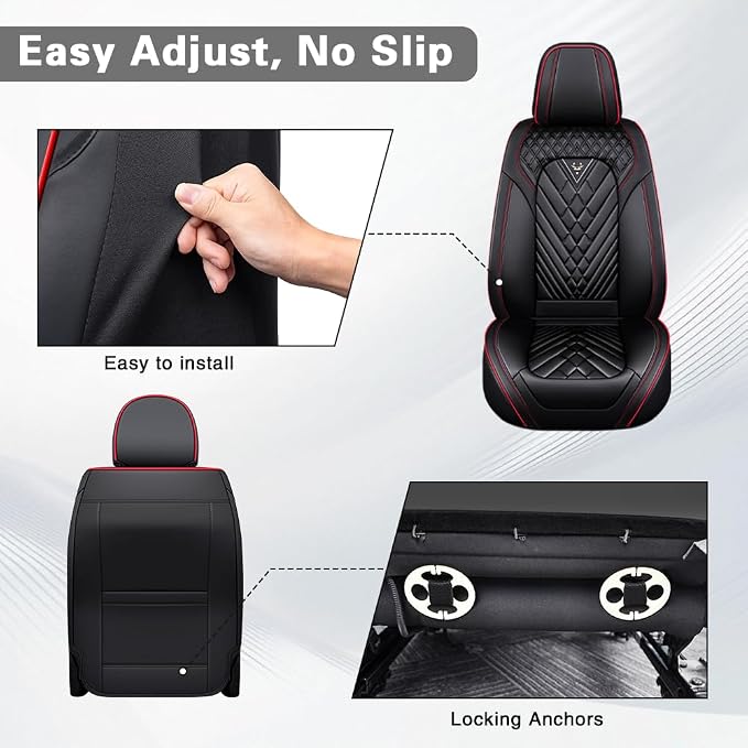 Seat Covers for Toyota Tacoma — Front Seat — Black / Red