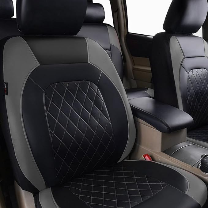 Universal Faux Leather Seat Covers — Full Set — Black / Gray