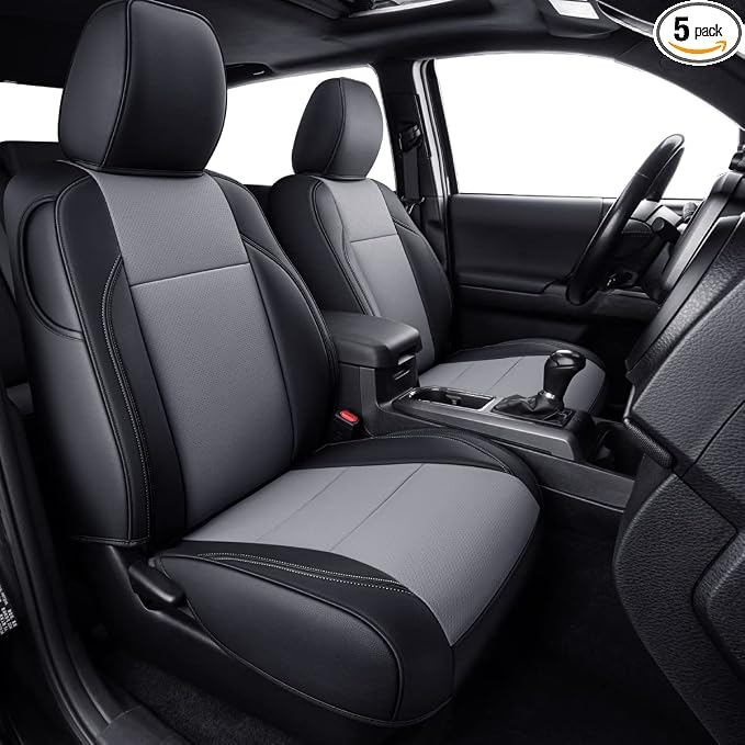 Faux Leather Seat Covers for Toyota Tacoma — Black / Gray