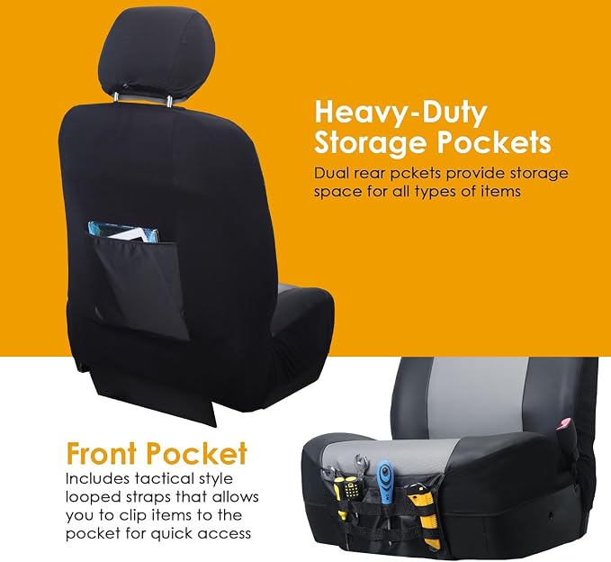 Car Seat Covers — Full Set — Black / Gray