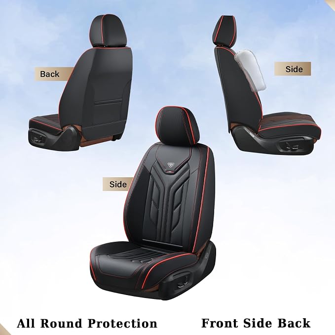 Universal Seat Covers — Full Set — Black / Red