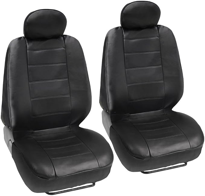 Faux Leather Car Seat Covers — Front Seat — Black
