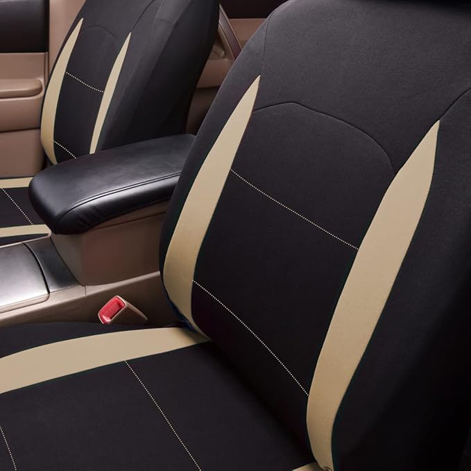 Fabric Car Seat Covers — Front Seat — Beige / Tan