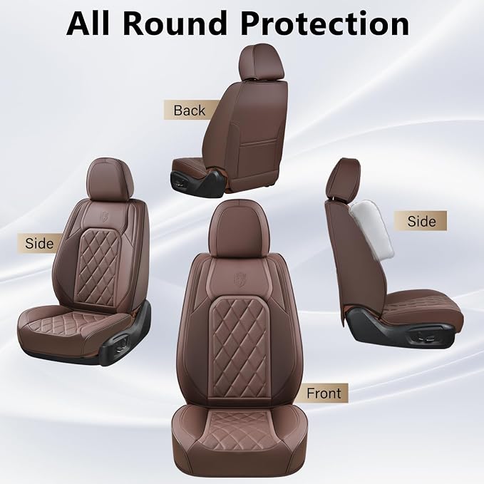 Universal Faux Leather Seat Covers — Front Seat — Brown