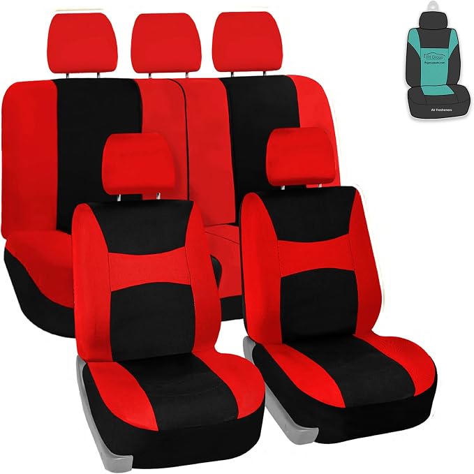 Universal Fabric Seat Covers — Full Set — Red