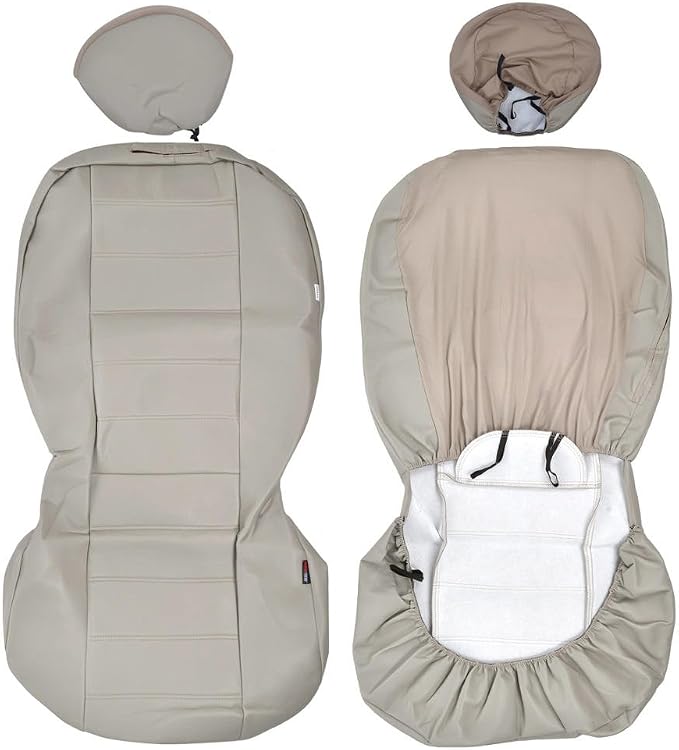 Faux Leather Car Seat Covers — Front Seat — Beige