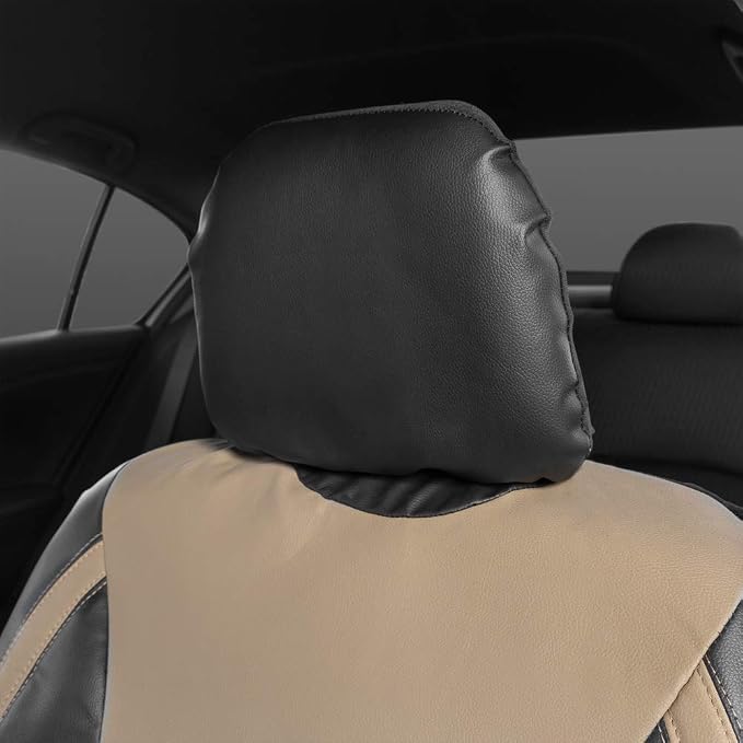 Faux Leather Car Seat Covers — Front Seat — Beige
