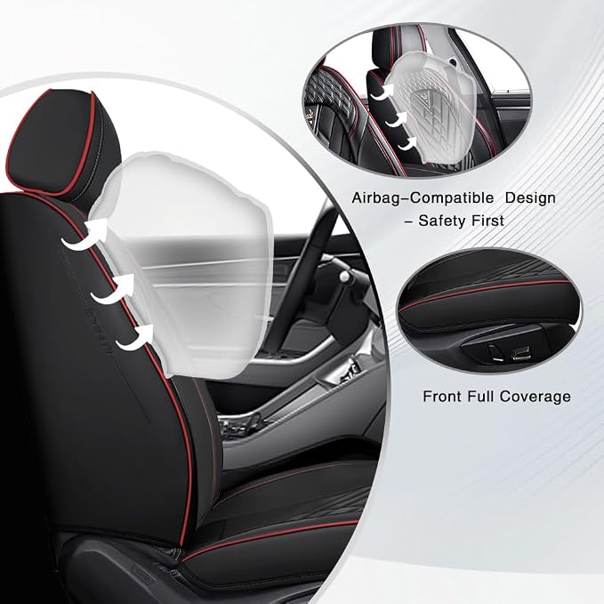Seat Covers for Toyota Sienna — Front Seat — Black / Red