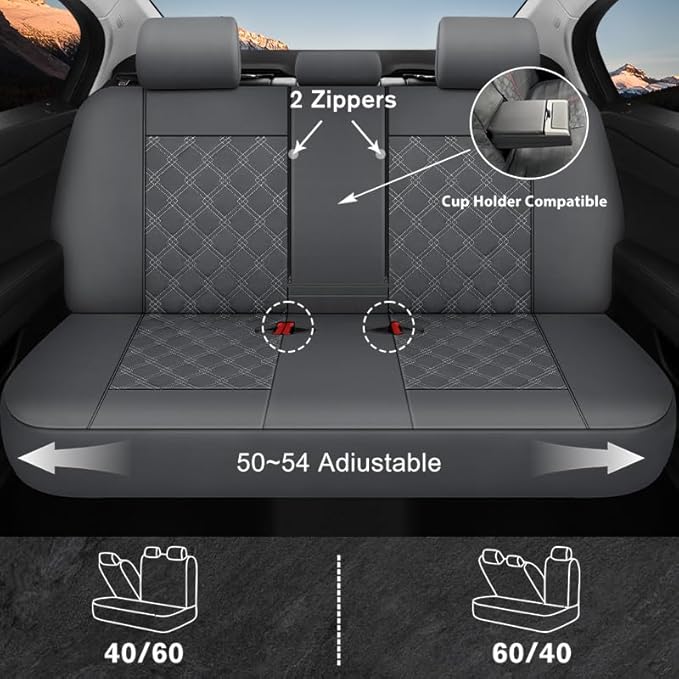 Universal Faux Leather Seat Covers — Full Set — Gray
