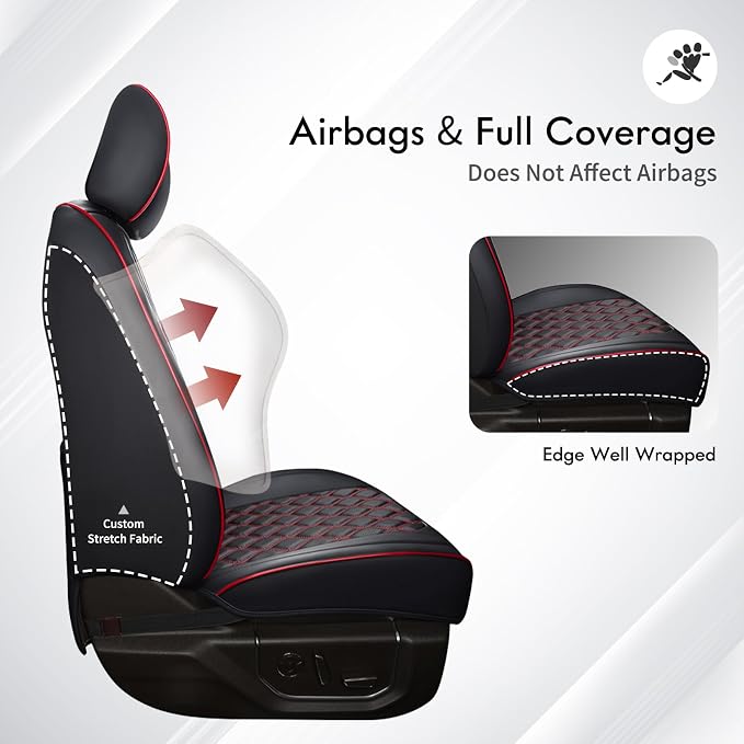 Seat Covers for Jeep Wrangler — Front Seat — Black / Red