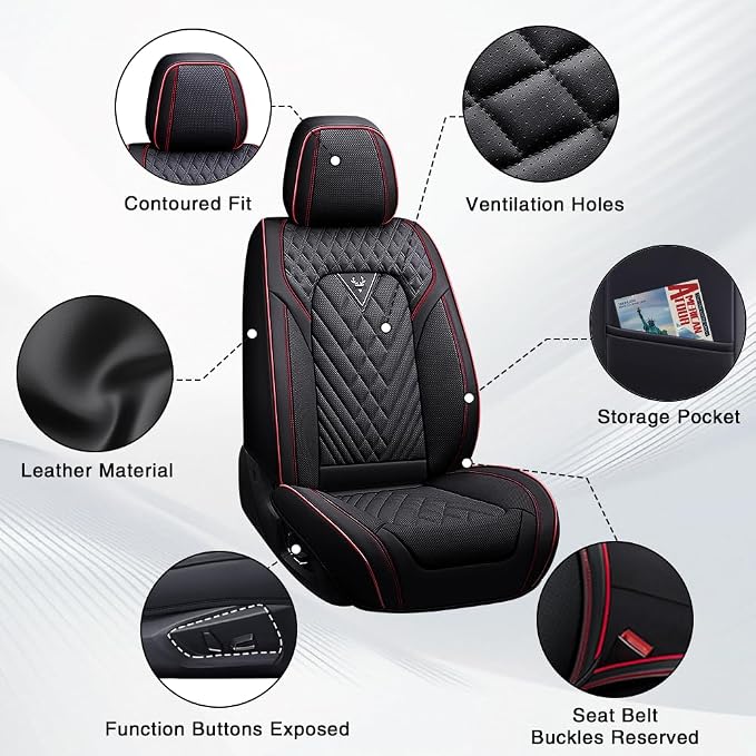 Seat Covers for Toyota Sequoia — Full Set — Black / Red