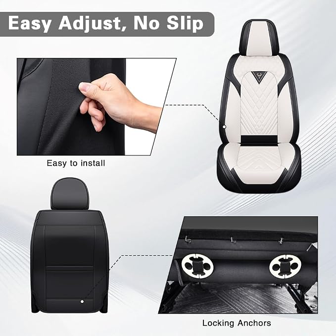 Seat Covers for Toyota Venza — Front Seat — Cream / White