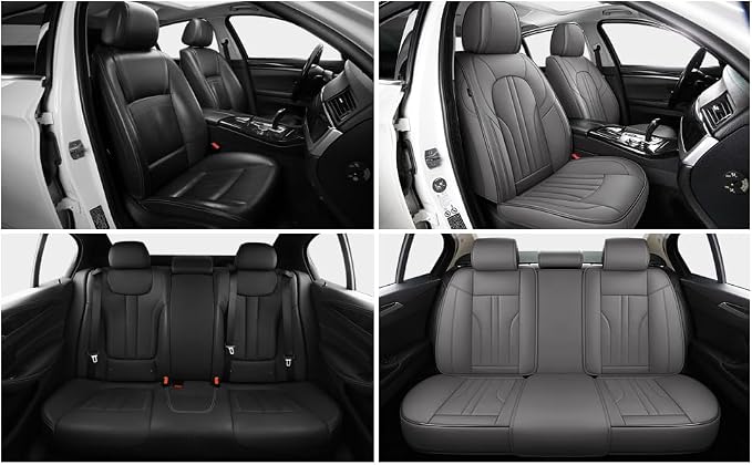 Universal Faux Leather Seat Covers — Full Set — Gray