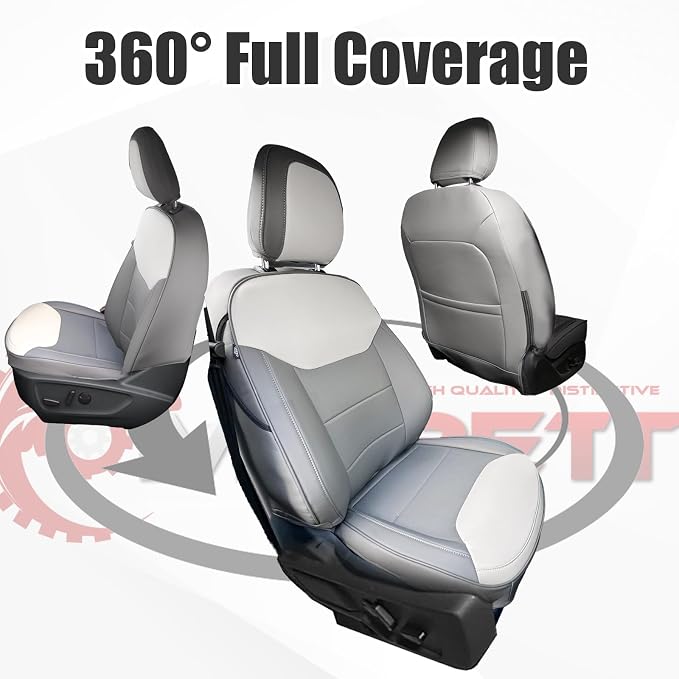 Faux Leather Seat Covers for Ford Maverick — Gray / White