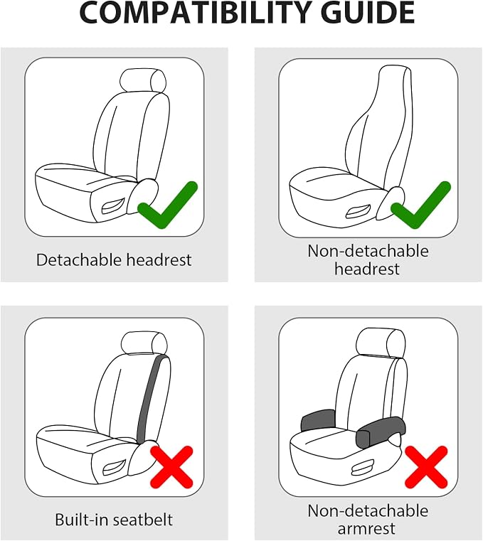 Universal Faux Leather Seat Covers — Front Seat — Gray