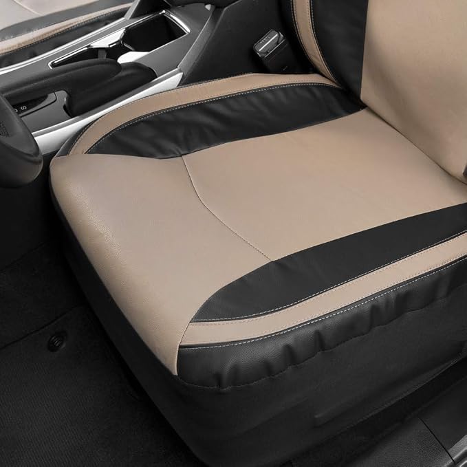 Faux Leather Car Seat Covers — Front Seat — Beige
