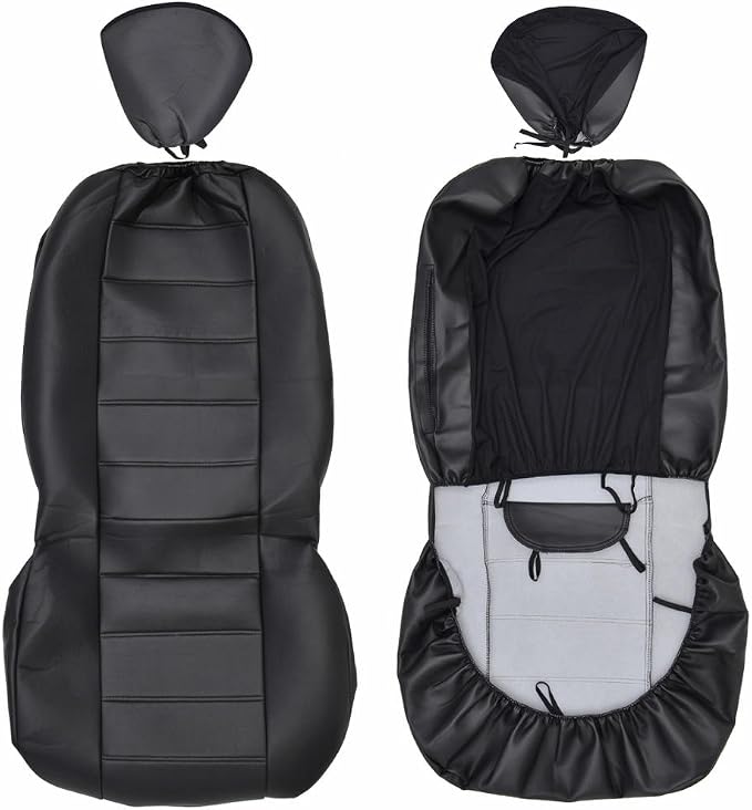 Faux Leather Car Seat Covers — Front Seat — Black