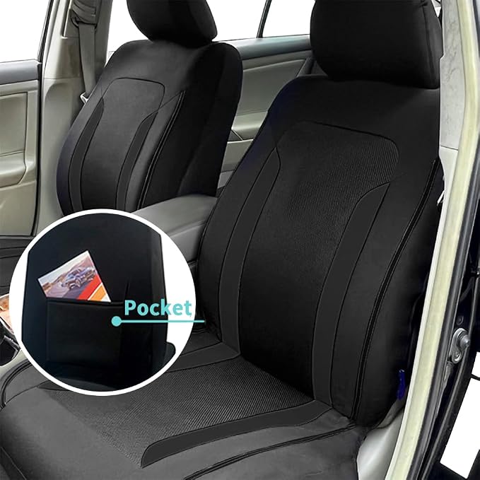 Universal Fabric Seat Covers — Front Seat — Black