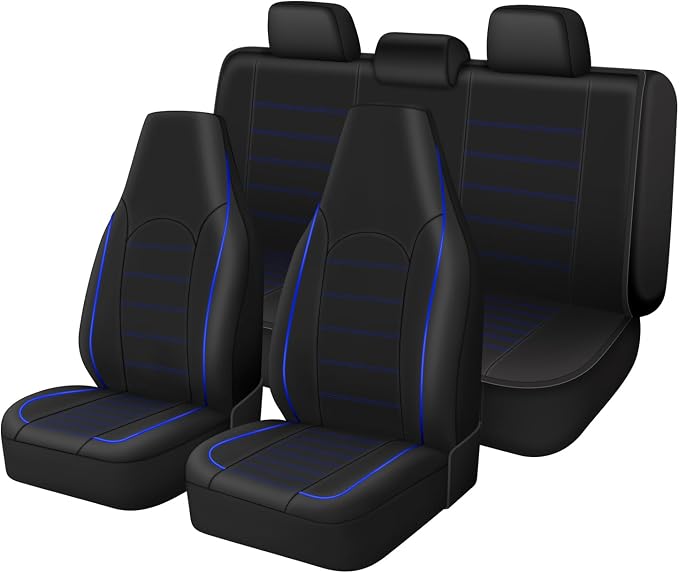 Universal Faux Leather Seat Covers — Full Set — Blue