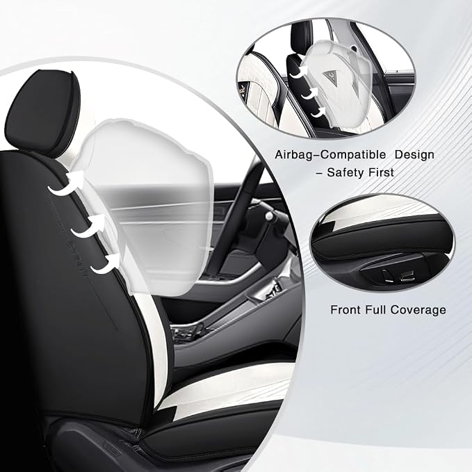 Seat Covers for Toyota Highlander — Full Set — Cream / White