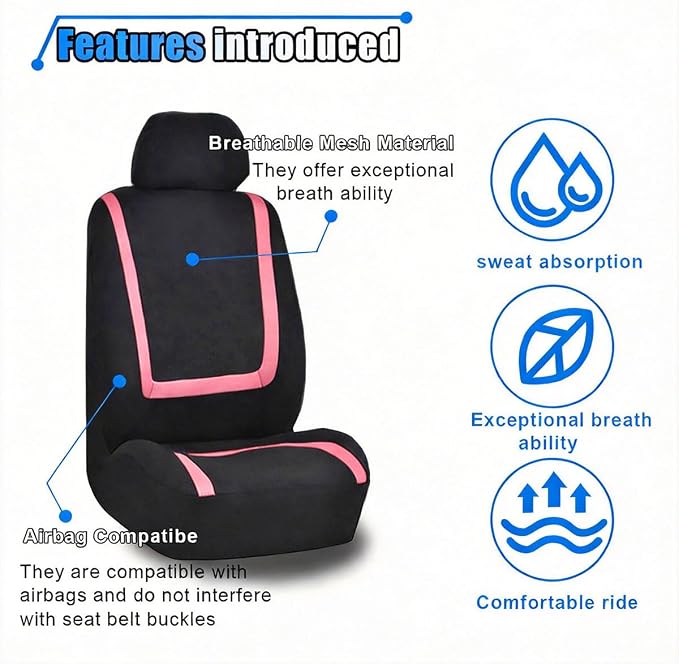 Universal Seat Covers — Front Seat — Black / Pink