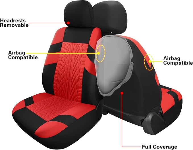 Universal Seat Covers — Front Seat — Black / Red