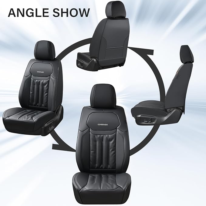 Universal Faux Leather Seat Covers — Front Seat — Black