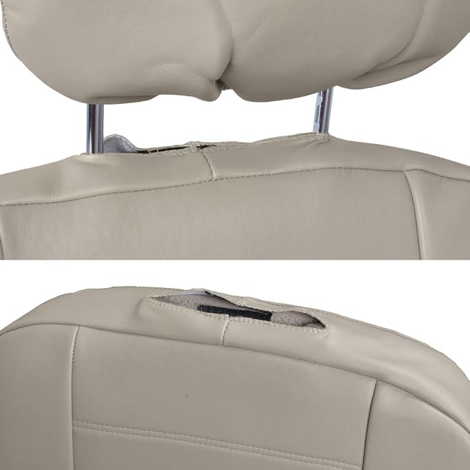 Faux Leather Car Seat Covers — Front Seat — Beige