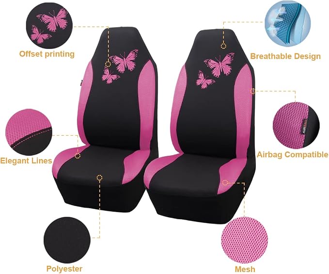Universal Seat Covers — Front Seat — Pink