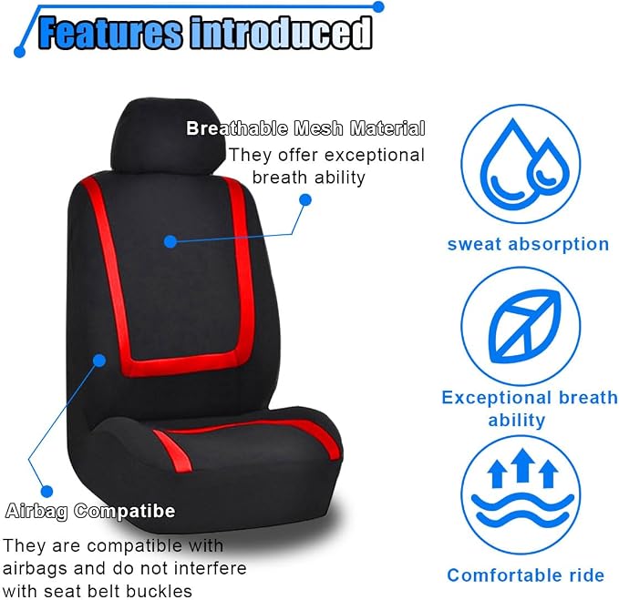 Universal Seat Covers — Front Seat — Black / Red