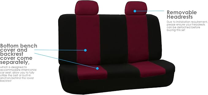 Pet Car Seat Protector — Rear Seat — Burgundy