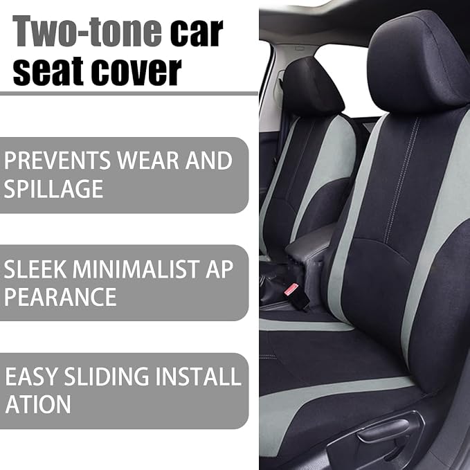 Universal Fabric Seat Covers — Full Set — Gray