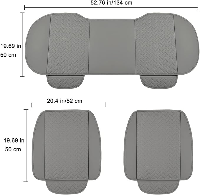 Faux Leather Car Seat Covers — Full Set — Gray